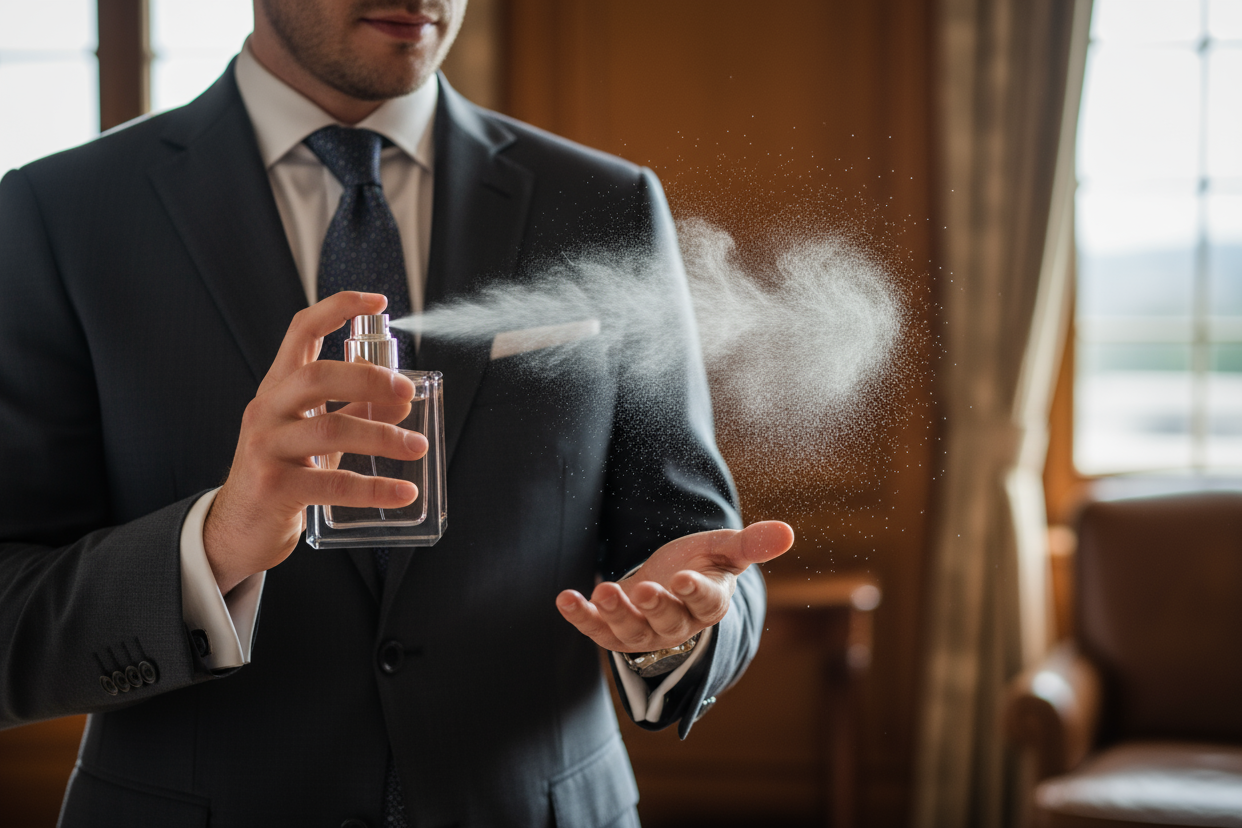 spray needs to come out of bottle not his nose' 